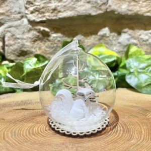Snow Fox Snow Dome Glass Bauble