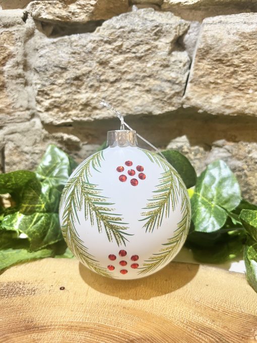 Sparkling Festive Fir Bauble White