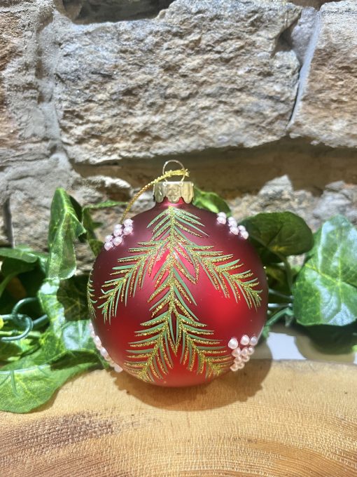 Sparkling Festive Fir Bauble Red