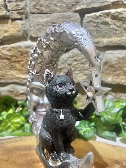 Luna Companion Black Cat Moon & Stars Ornament - Image 3