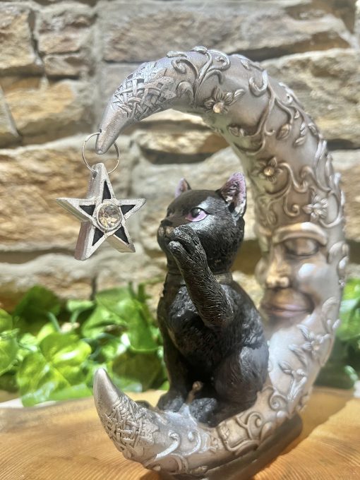 Luna Companion Black Cat Moon & Stars Ornament - Image 2