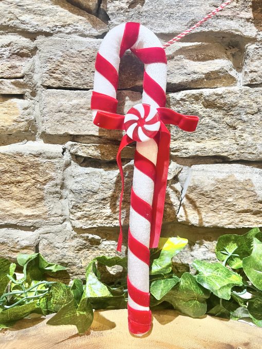 Soft Velvet Candy Cane Hanger 30cm