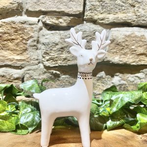 White Ceramic Reindeer Ornament
