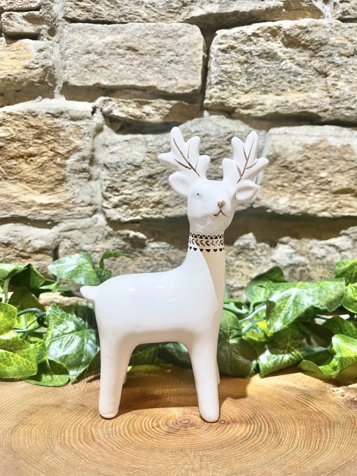 White Ceramic Reindeer Ornament