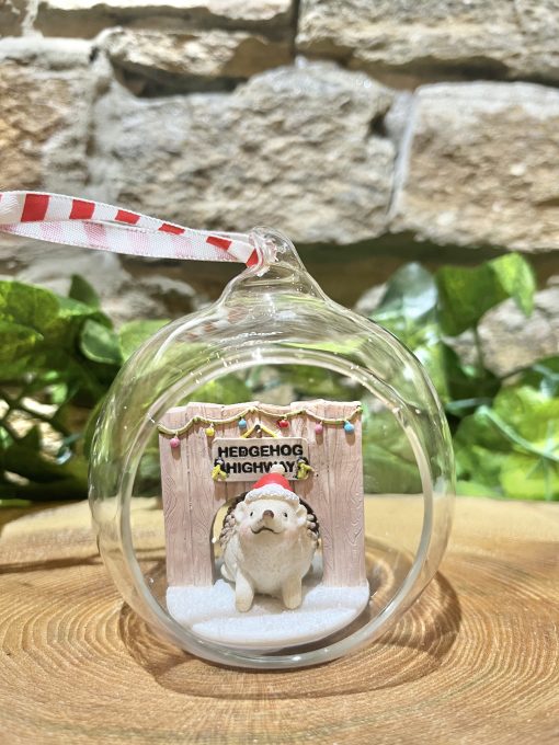 Hedgehog Highway Glass Bauble