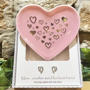 Mum Heart Trinket Dish and Earrings Set