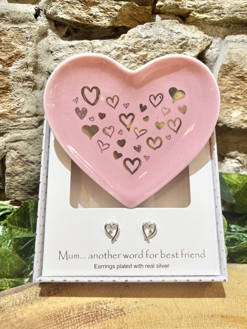 Mum Heart Trinket Dish and Earrings Set