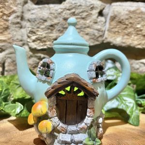 LED Colour Changing Blue Teapot Fairy House