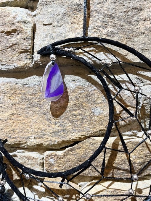 Black Moon Feather Dreamcatcher Purple Agate - Image 2