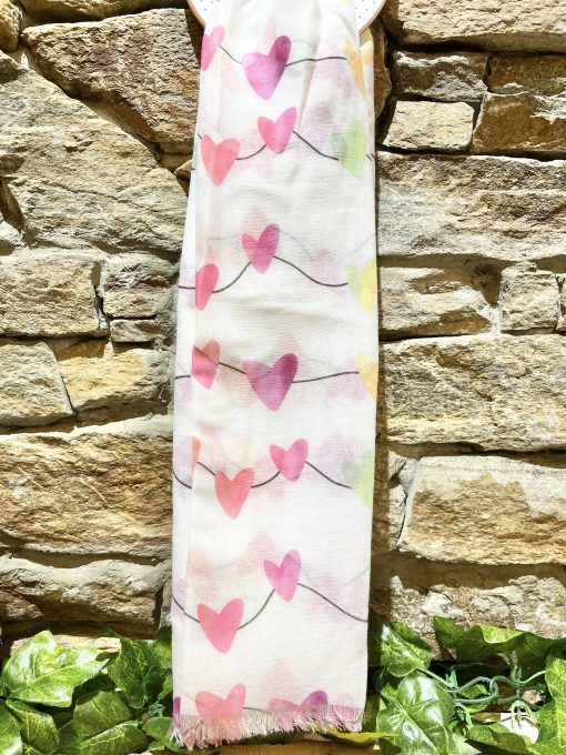 Love Heart Scarf Pink Rainbow