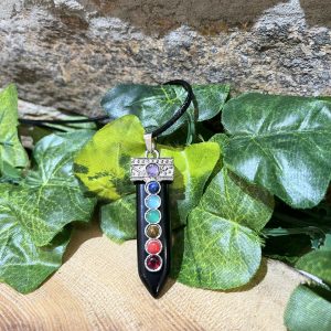 Obsidian Crystal Chakra Pendant Necklace