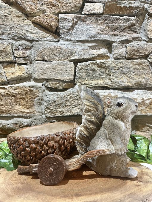 Squirrel With Acorn Trailer Bird Feeder