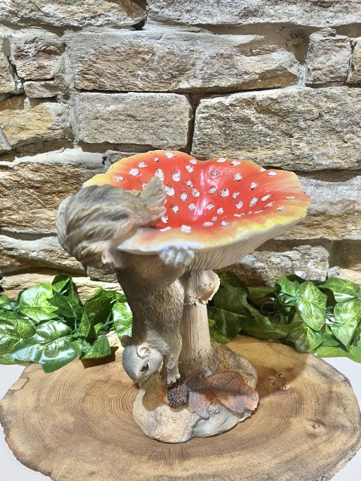 Toadstool Squirrel Bird Bath