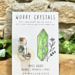 Moss Agate Worry Crystal Chip Bottle