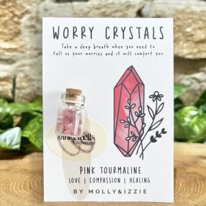 Pink Tourmaline Worry Crystal Chip Bottle