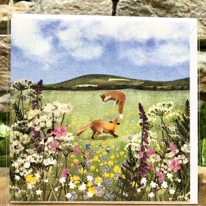 Greeting Card Playful Foxes