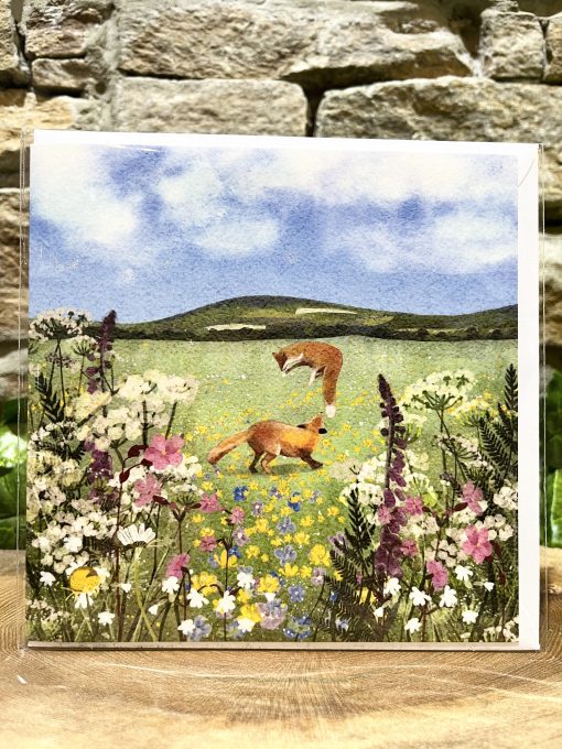 Greeting Card Playful Foxes