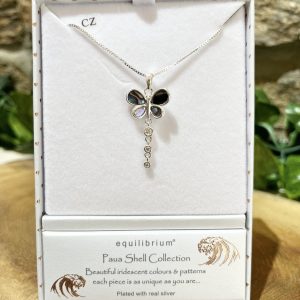 Paua Shell Butterfly Drop Necklace