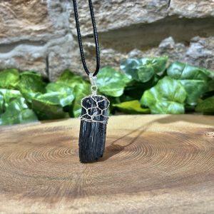 Black Tourmaline Rough Crystal Wrapped Necklace