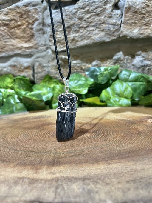 Black Tourmaline Rough Crystal Wrapped Necklace