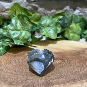 Moss Agate Crystal Puff Heart 3cm