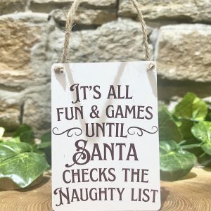 Naughty List Mini Metal Sign