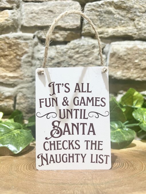 Naughty List Mini Metal Sign