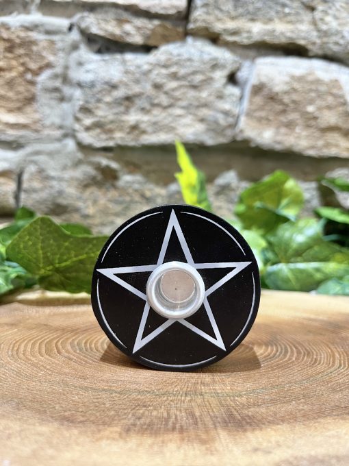 Pentagram Spell Candle Holder Black
