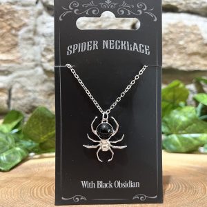 Obsidian Spider Necklace