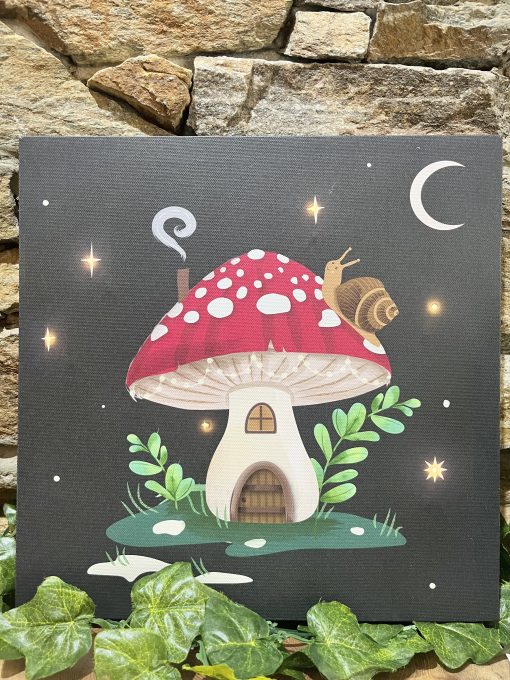 Toadstool House LED Light Up Canvas