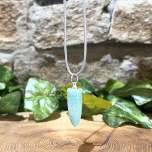 Amazonite Crystal Bullet Pendant Necklace