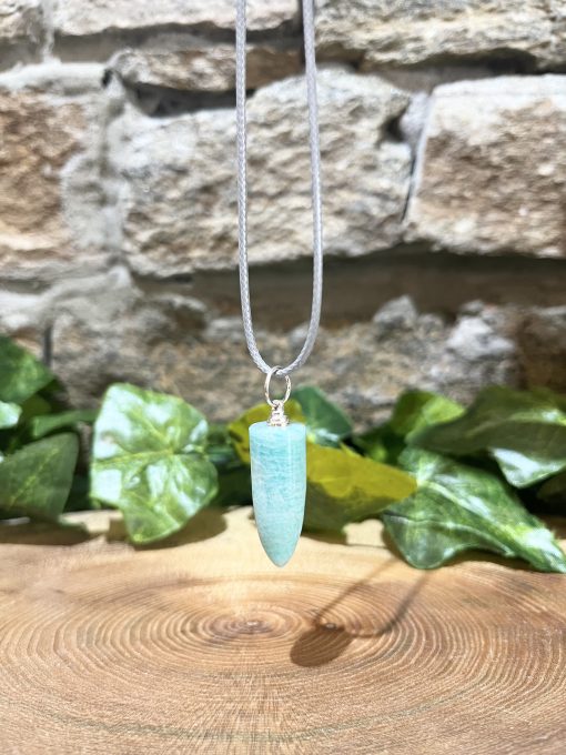 Amazonite Crystal Bullet Pendant Necklace