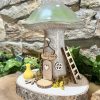 Green Mushroom Log Slice Fairy House Gourd - Image 2