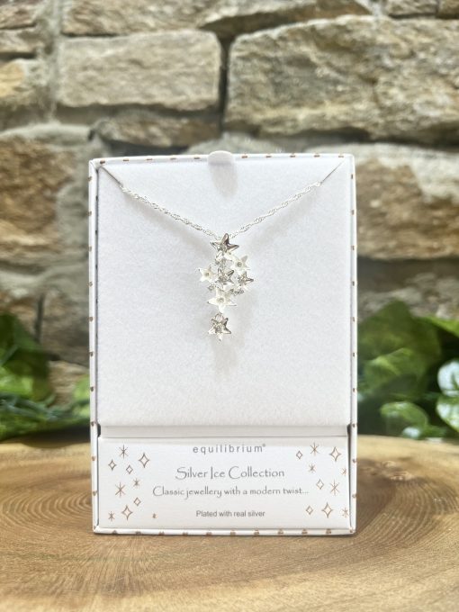 Silver Ice Star Cascade Necklace