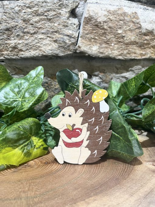 Wooden Hedgehog Hanger Toadstool