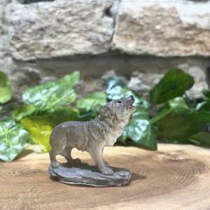 Miniature Grey Wolf Ornament Howling