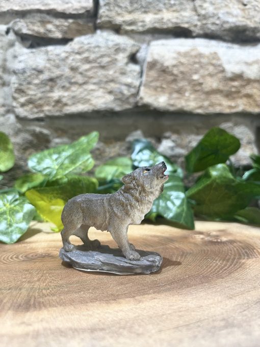 Miniature Grey Wolf Ornament Howling