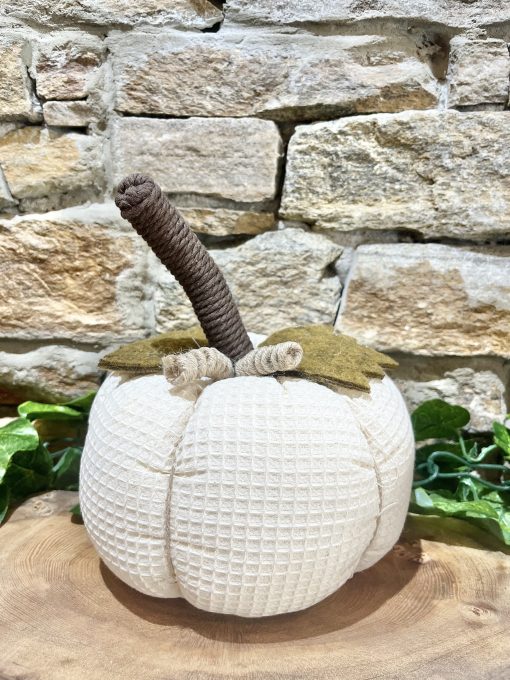 Cream Waffle Fabric Pumpkin Decoration