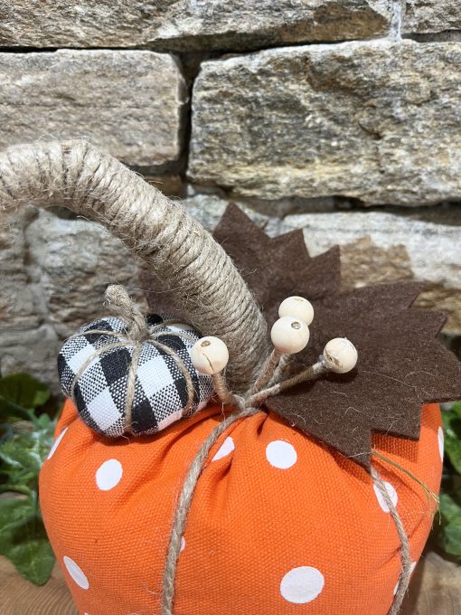 Spotted Fabric Pumpkin Decoration - Image 2