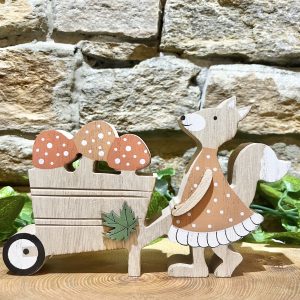 Wooden Fox With Toadstool Barrow