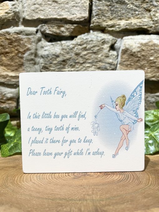 Wooden Tooth Fairy Box Blue