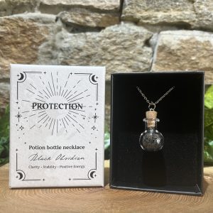 Potion Bottle Crystal Necklace Obsidian