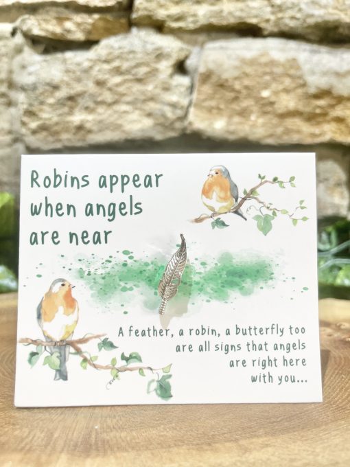 Robins Appear Silver Feather Pin