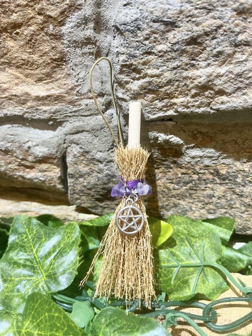 Magic Broomstick Amethyst Pentagram