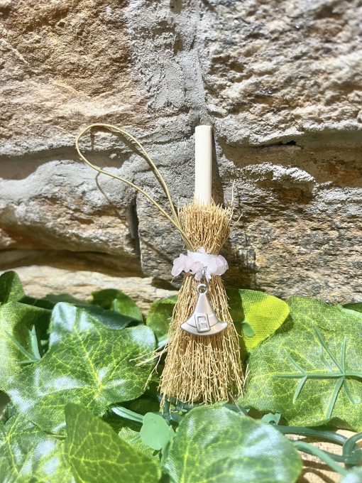 Magic Broomstick Rose Quartz Witchy Hat