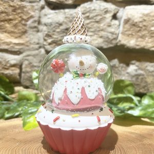 Cupcake Snowman Snowglobe Pink