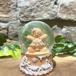 Gingerbread Snow Globe Red Hair Bow