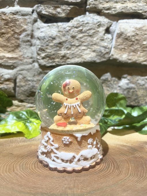 Gingerbread Snow Globe Red Hair Bow