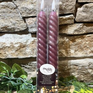 LED Wax Dinner Candles Ruby Red