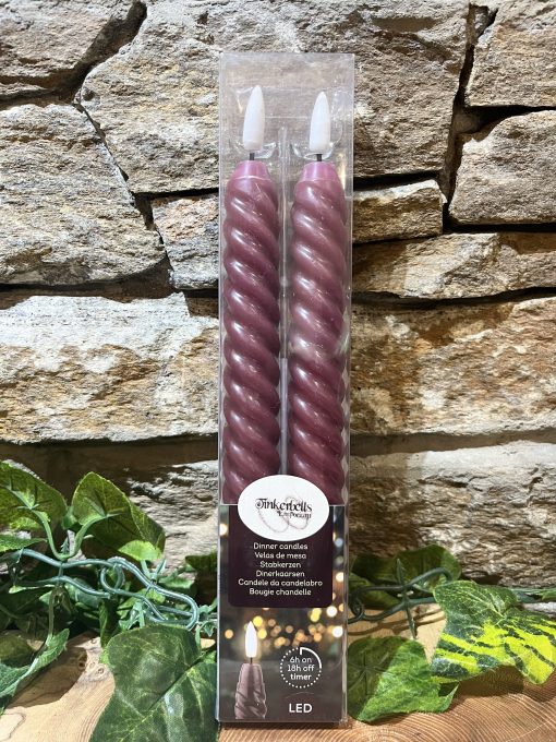 LED Wax Dinner Candles Ruby Red